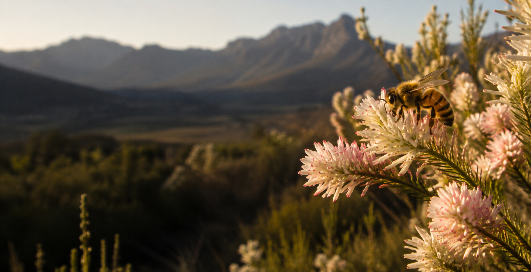 Honey bee on fynbos in the Helderberg